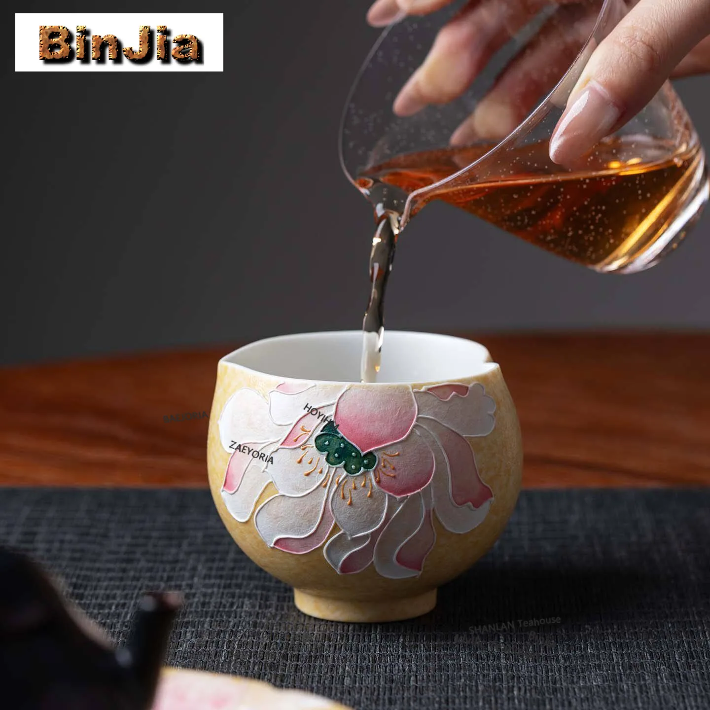 120ml Hand-painted Pink Lotus Teacup Antique Tea Bowl Single Cups Tea-tasting Smelling Cup Chazhan Master Cups For Tea Craft