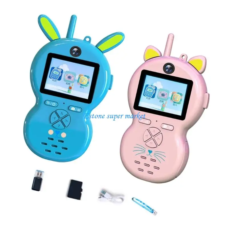 090B لعبة كاميرا فيديو للأطفال للاتصال الداخلي مع التقاط الصور على شكل كرتوني لعبة جهاز الاتصال اللاسلكي للأنشطة الترفيهية في #2