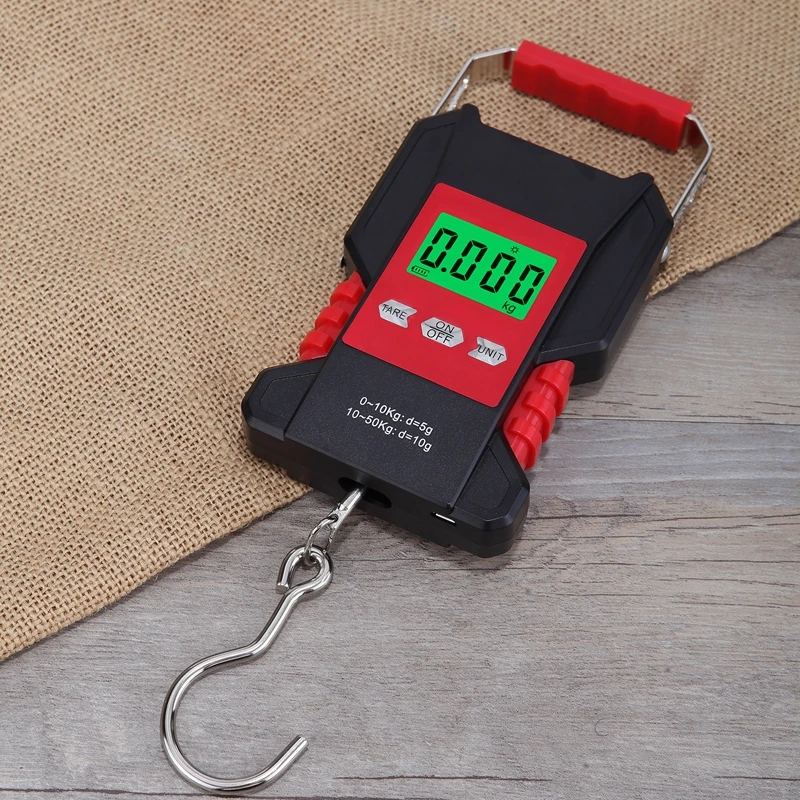 50kg Portable Waterproof Fishing Scale Digital Recharged Hanging Hook Scales For Courier Hunting Luggage Home Weighing 1.5M Tape