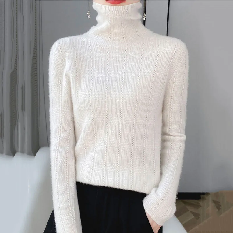 

New Pile Neck Cashmere Sweater Women's Turtleneck Pullover Sweaters Winter Thicke Warm Knit Bottom Sweaters Female Knit Sweaters