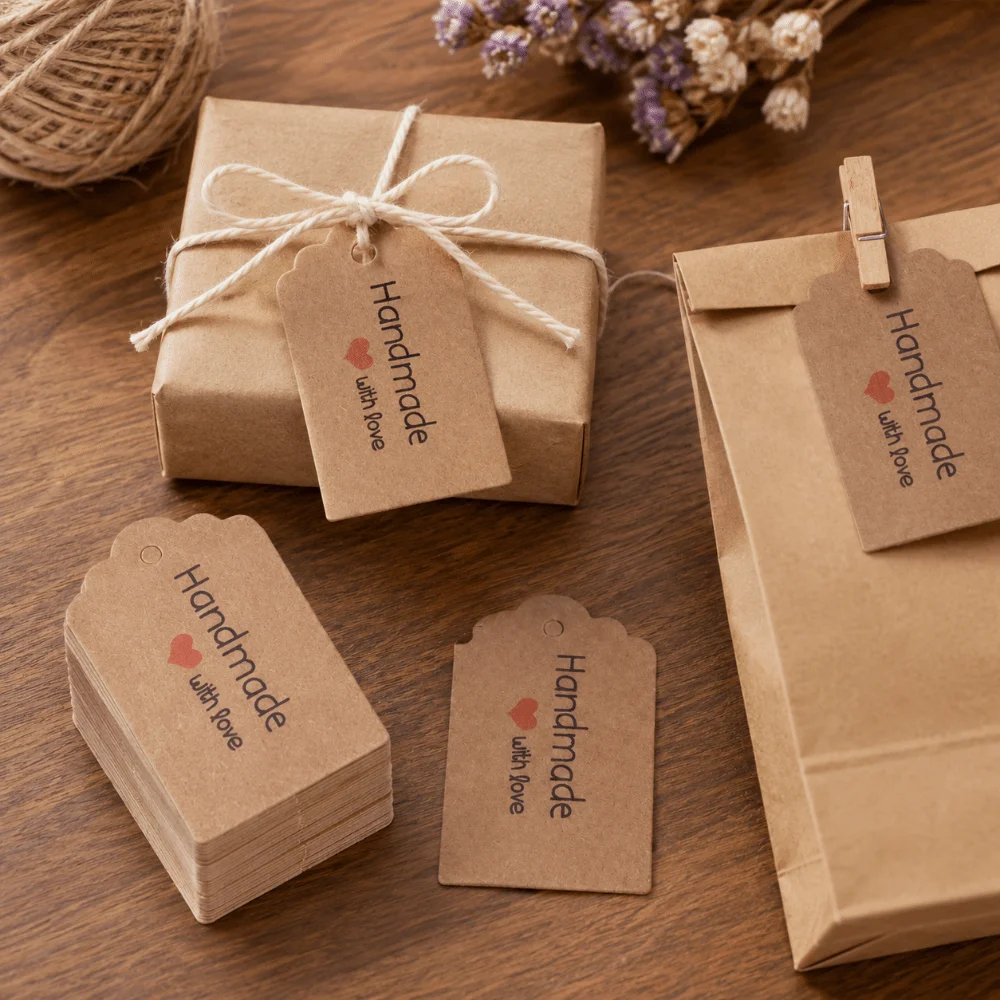 100pcs Handmade Kraft Paper Ha - Kraft Hang Tag recension och pris