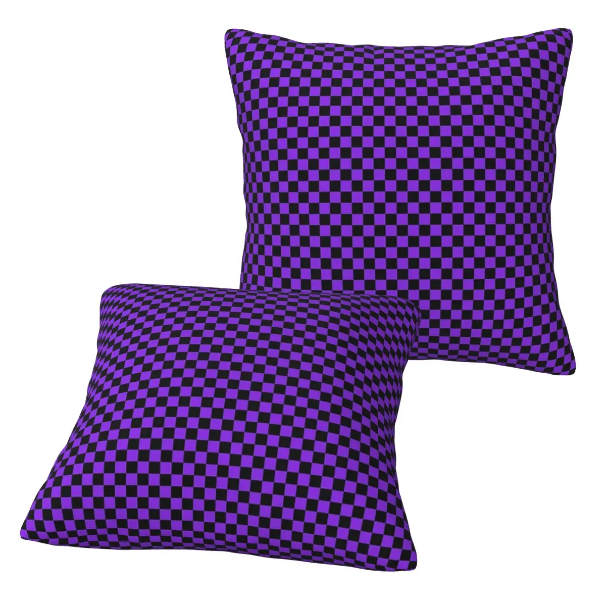 Proton Purple And Black Checker Board 2 pcs Square Pillowcase Pillow Cover Cushion Decor Comfort Throw Pillow for Home Car