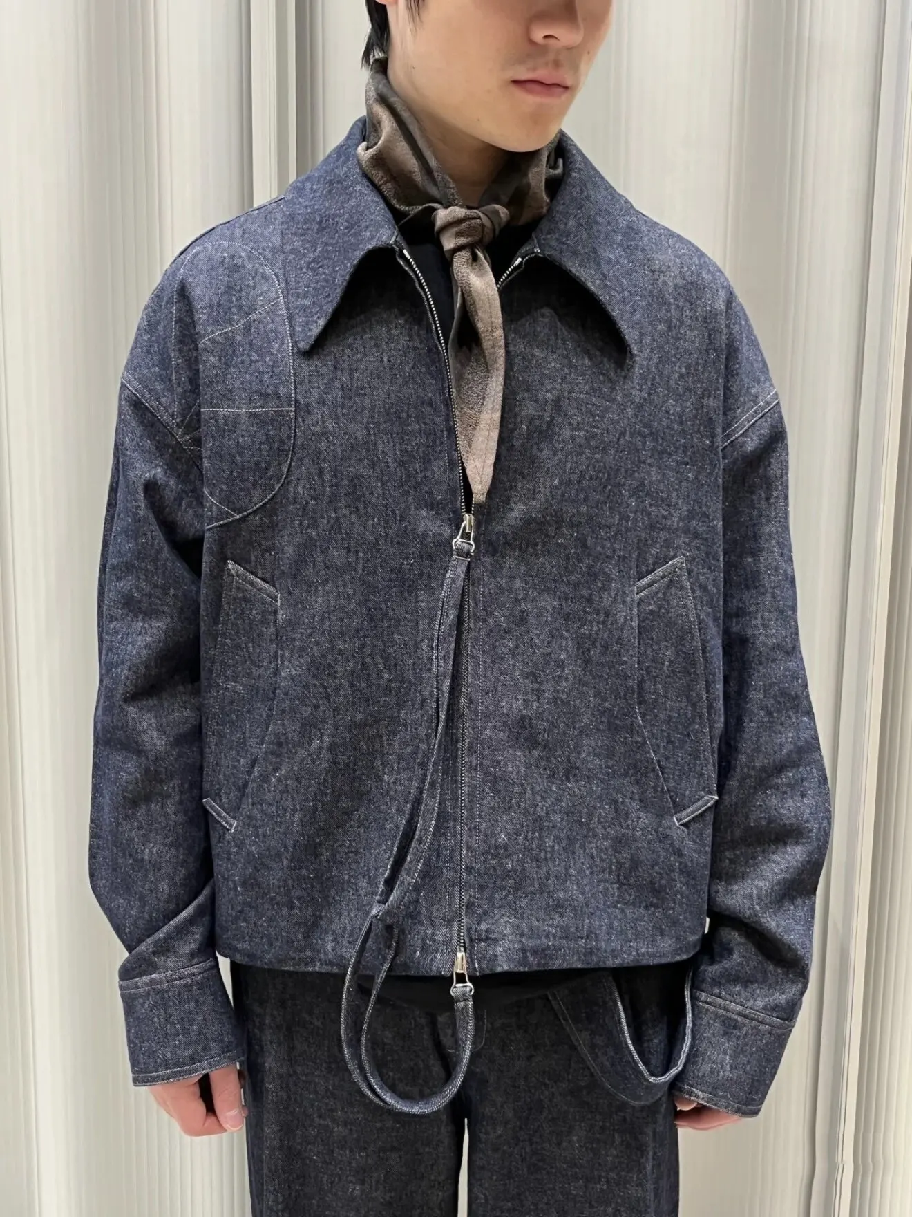 Nullus 26SS Vintage linen cotton washed deconstructed bright line anti-denim jacket loose profile jacket