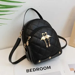 Mini sac à dos en cuir brodé pour femmes et filles, petit sac à main, cartable pour dames