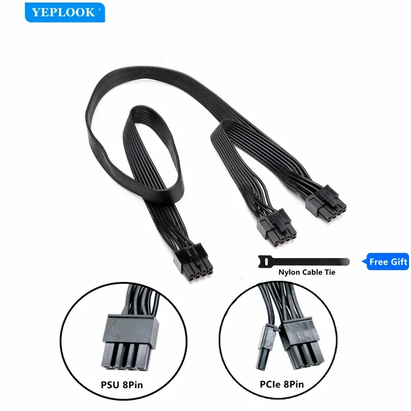 

PCIe Dual 8Pin 6+2Pin GPU Power Cable for Corsair CS850M, CS750M, CS650M, CS550M, CS450M CSM Type 3 Modular Power, 18AWG 60+20CM