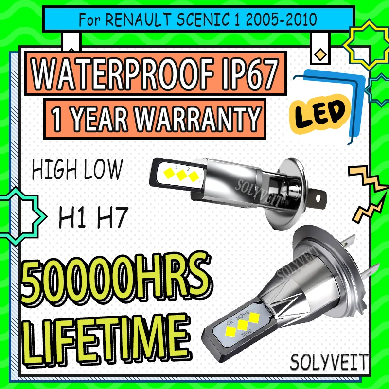 

Improved Nighttime Visibility Long-Lasting H1 H7 LED headlight high low beam For RENAULT SCENIC 1 2005 2006 2007 2008 2009 2010