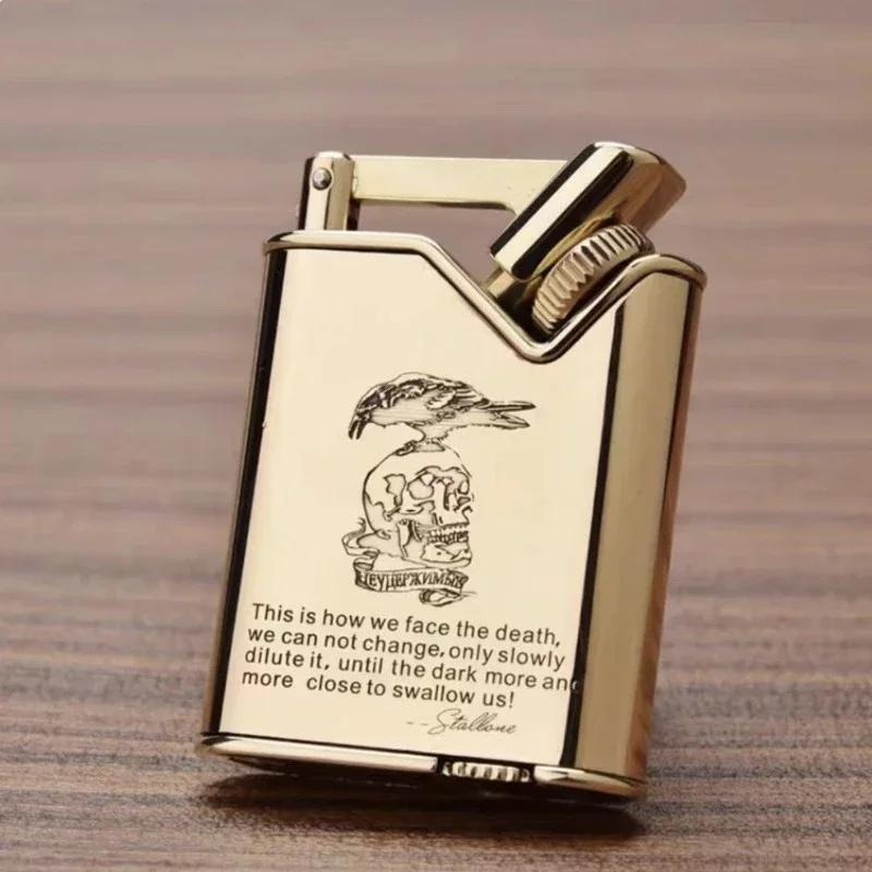 

Personalized Retro Pure Copper Kerosene Lighter with Slant Wheel Side Slip Ignition Wheel Lighter Unusual Smoking Tool for Men