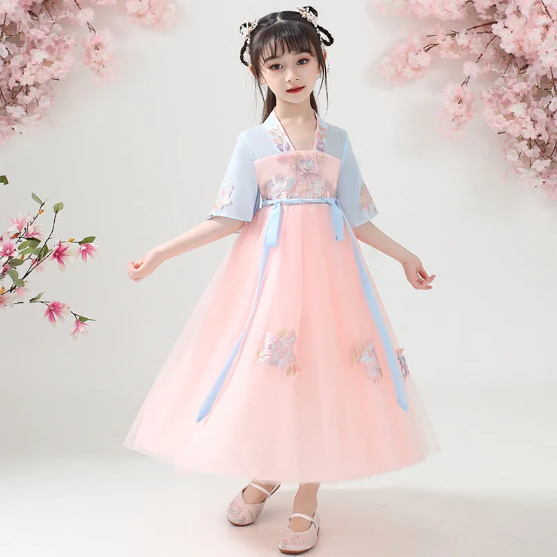 3-12t Japanese And Korean Children\'s Hanfu Dress Spring And Autumn Girls Princess Dress Tang Dress Gauze Skirt Children\'s Dress