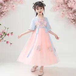 3-12t Japanese And Korean Children's Hanfu Dress Spring And Autumn Girls Princess Dress Tang Dress Gauze Skirt Children's Dress