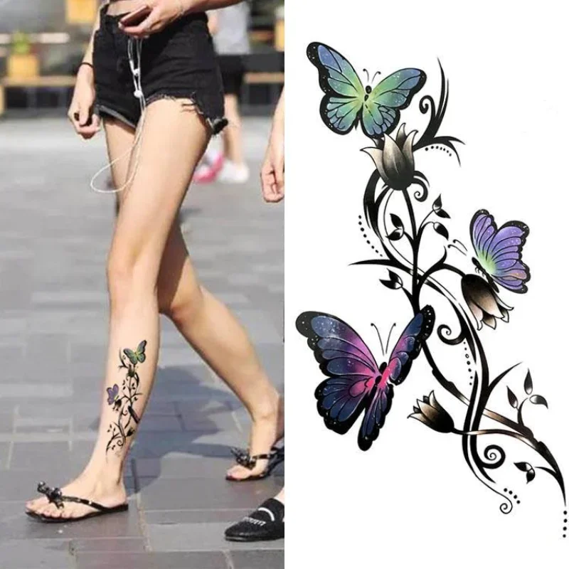 

Gorgeous Butterfly Flowers Temporary Tattoos Transfer Tattoo Hand Body Art Waterproof Fake Tatoo Stickers for Woman Girl