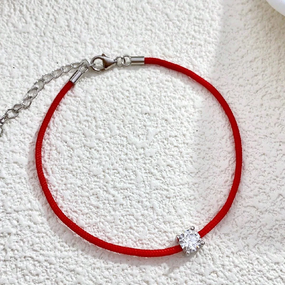 GRA 0.5 Carat Sparkling Certified Real Moissanite Diamond Red String bracelets for Woman Gift Minimalism Party Fine Jewelry