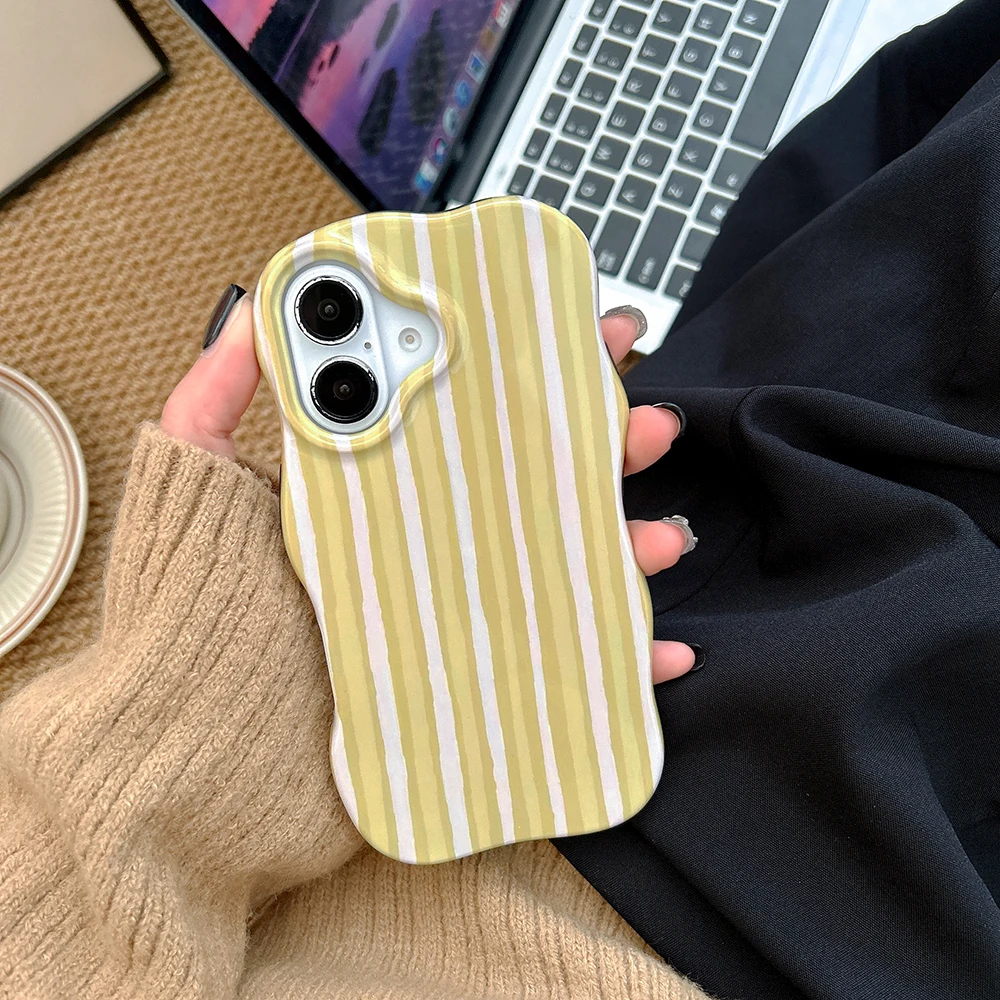 Luxuriöse 2-in-1 Glänzende Zweifarbige Wellenstreifen-Hülle für iPhone 13 14 15 16 17 18 Pro Max mit Farbkollisions-Design und Stoßfestem Schutz – Detail 9