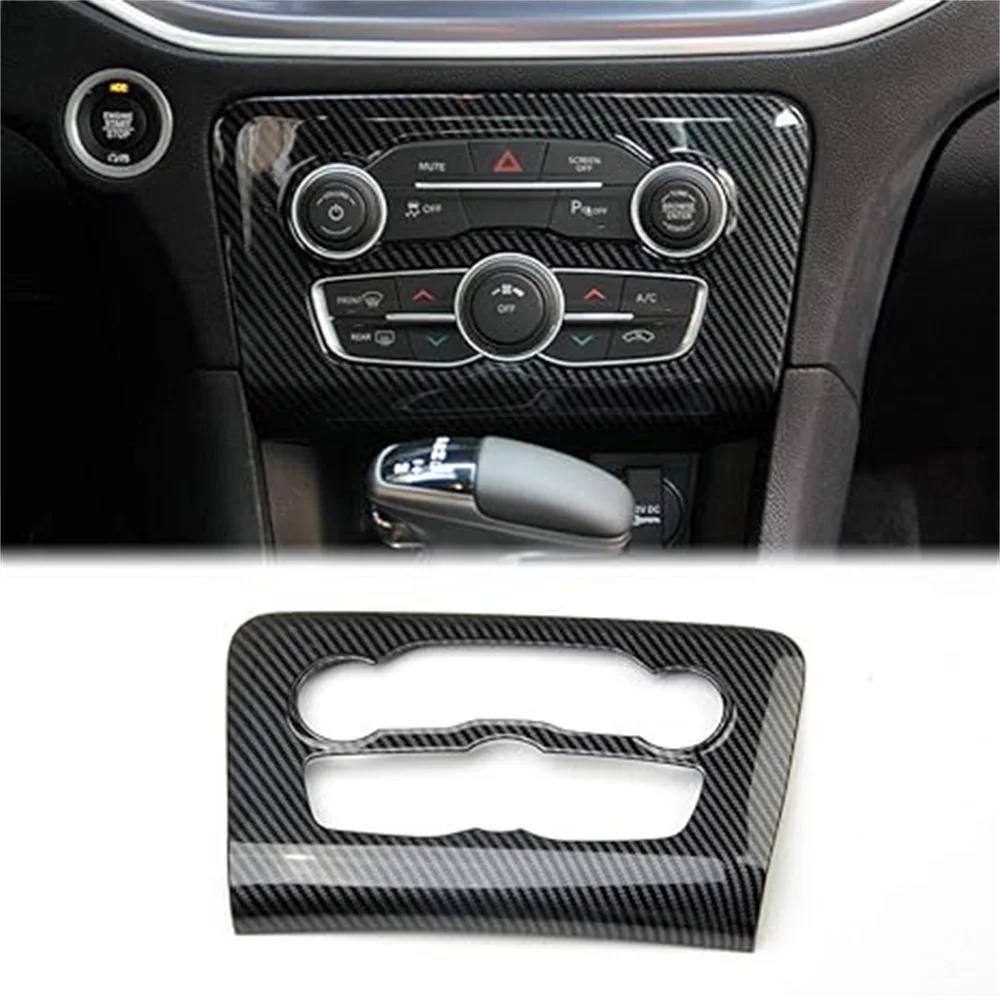 Central Control A/C Air Condition Panel Cover Trim For Dodge Charger 2016-2021 Carbon Fiber Look Interior Accessories