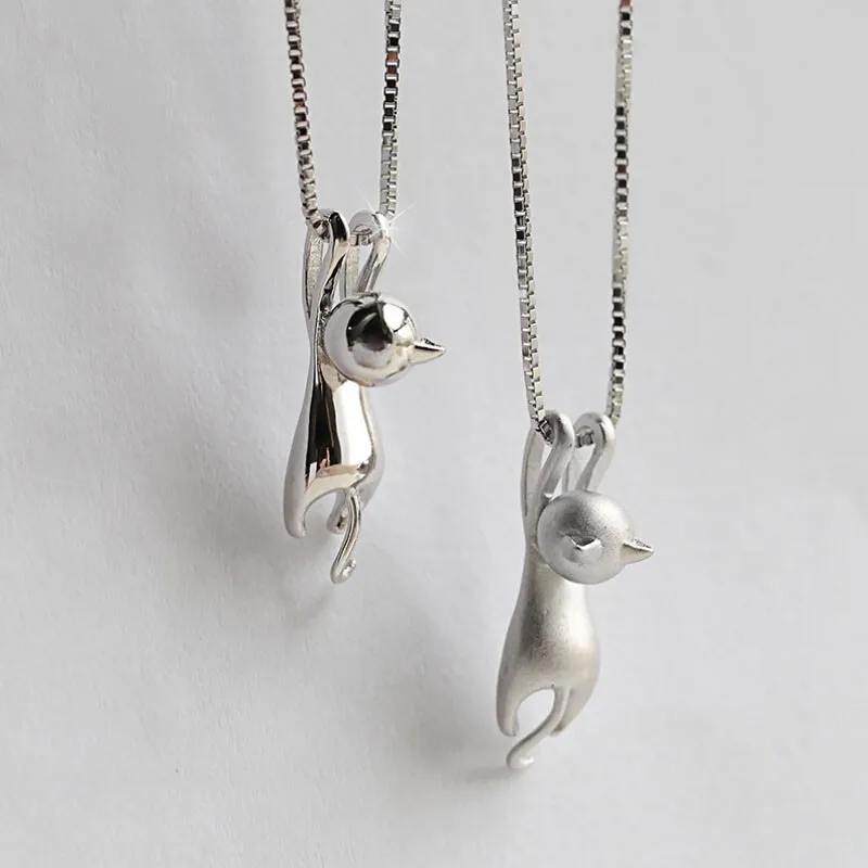 Accessories for Women Silver Color Necklaces Animal Pendant Necklace Lovely Cat Pendant Necklace Collarbone Chain Jewelry Gift