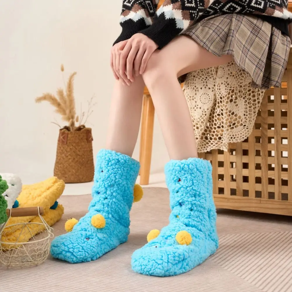 

Cute Cartoon Thick Thermal Socks Plush Mid Tube Sleeping Slipper Socks Foot Warmer Anti Slip Thickened Floor Socks Home
