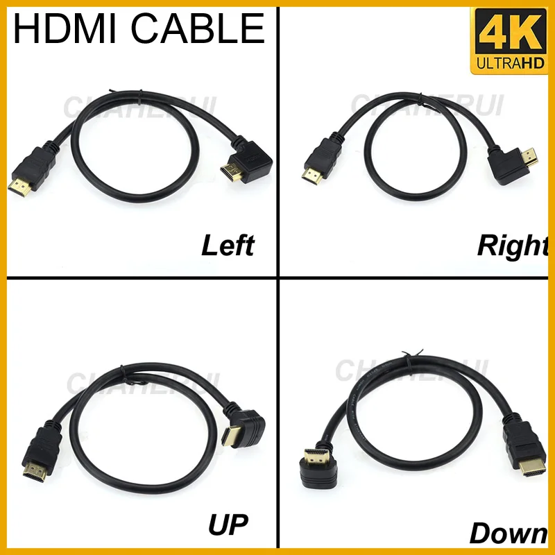 HDMI TO HDMI Cable MALE HD /Left/Right UP Down 90 Degree Angle High Speed 4K 90 V1.4 Extension Cable For Projector PS4 TV Camera