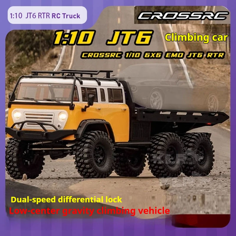 

New CROSSRC EMO JT6 RC Car 1/10 6WD Brushed Electric RC Truck 4 Channel RC Van Trailer Model Simulation Lights Toy Truck Gift