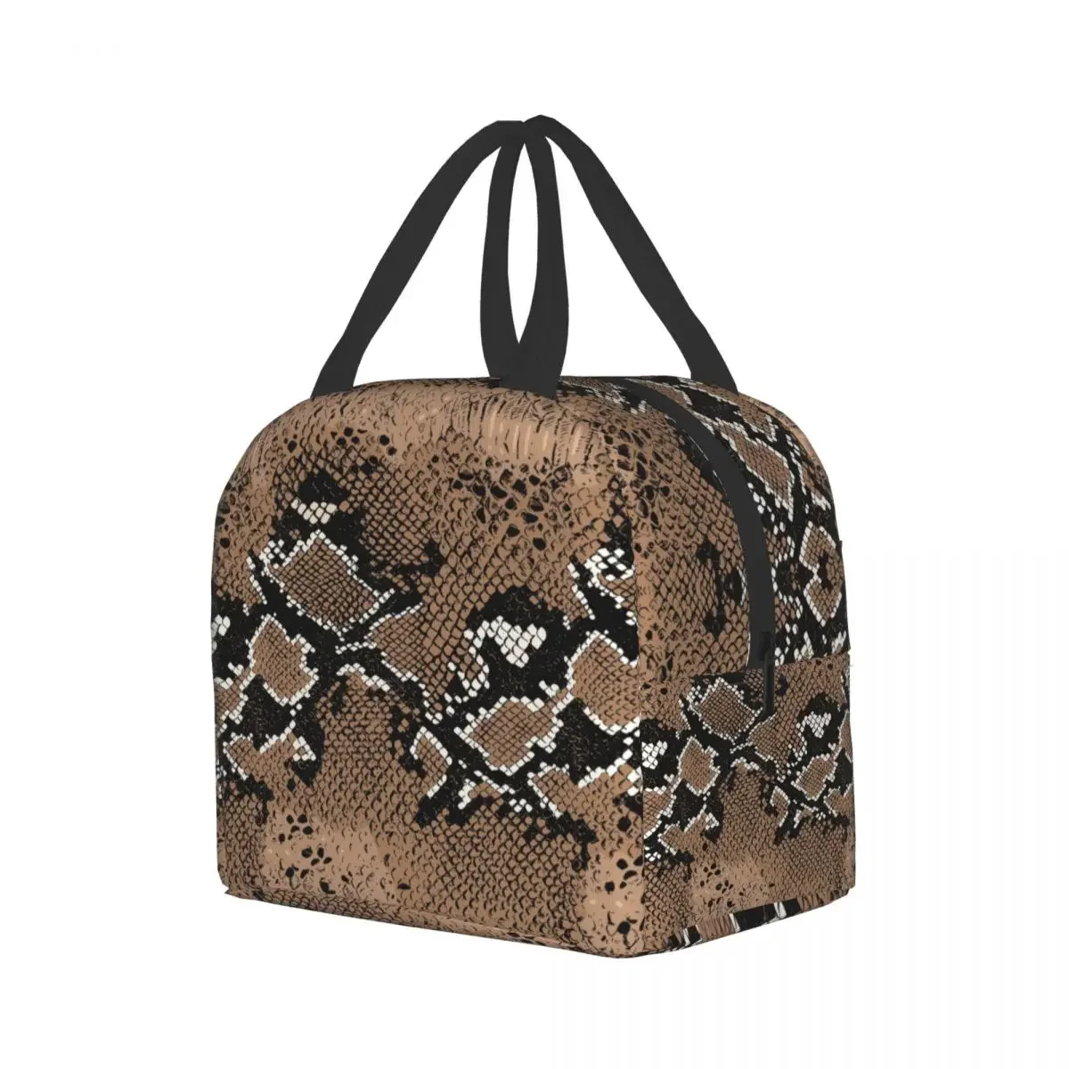 Snake Skin Print Insulated Lunch Bag for Women Waterproof Snakeskin Animal Texture Thermal Cooler Bento Box Office Work School