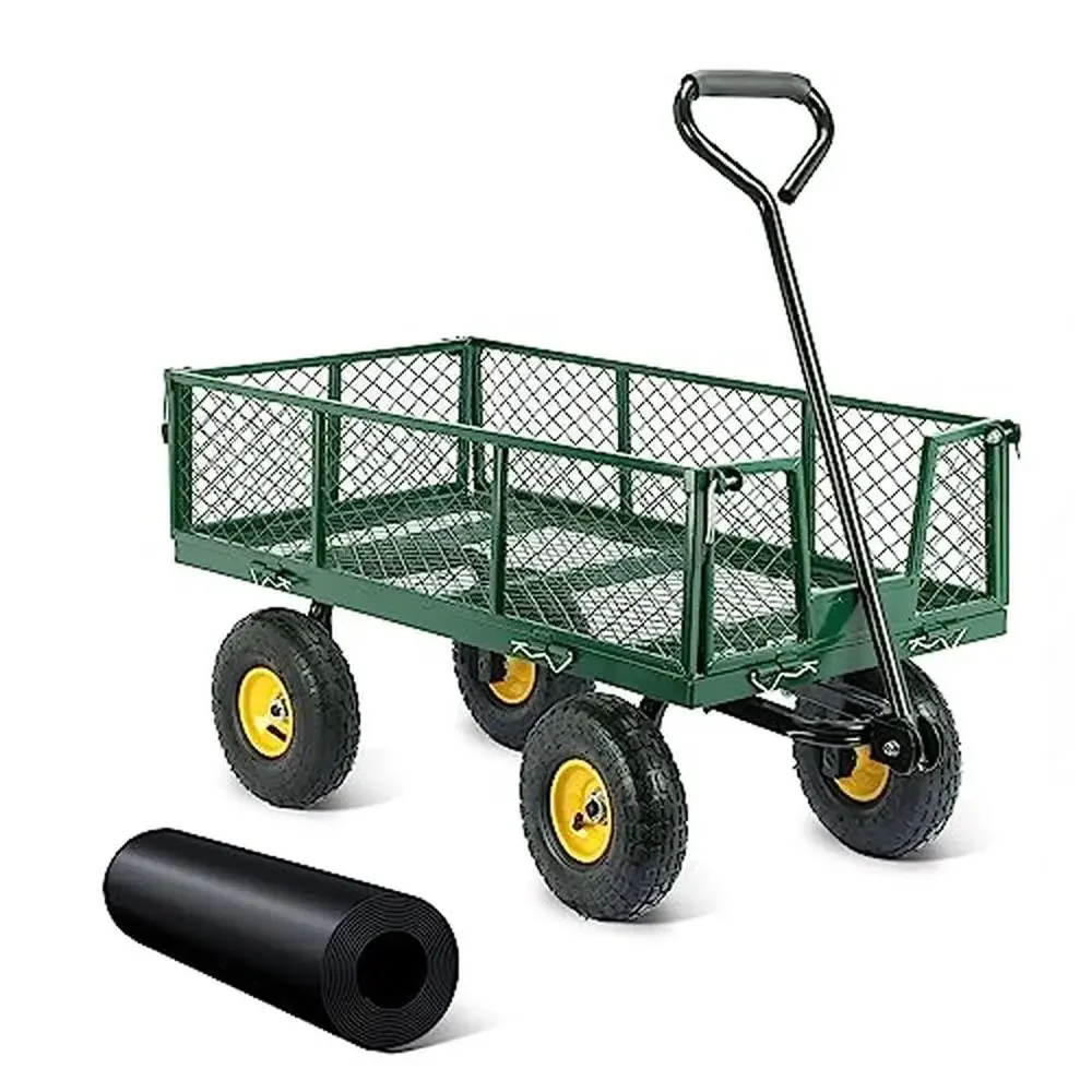 

Heavy Duty Steel Garden Cart Wagon 900 Lbs Capacity Flexible Handle & Detachable Sides Farm Yard Yardly Transport Utility Yard