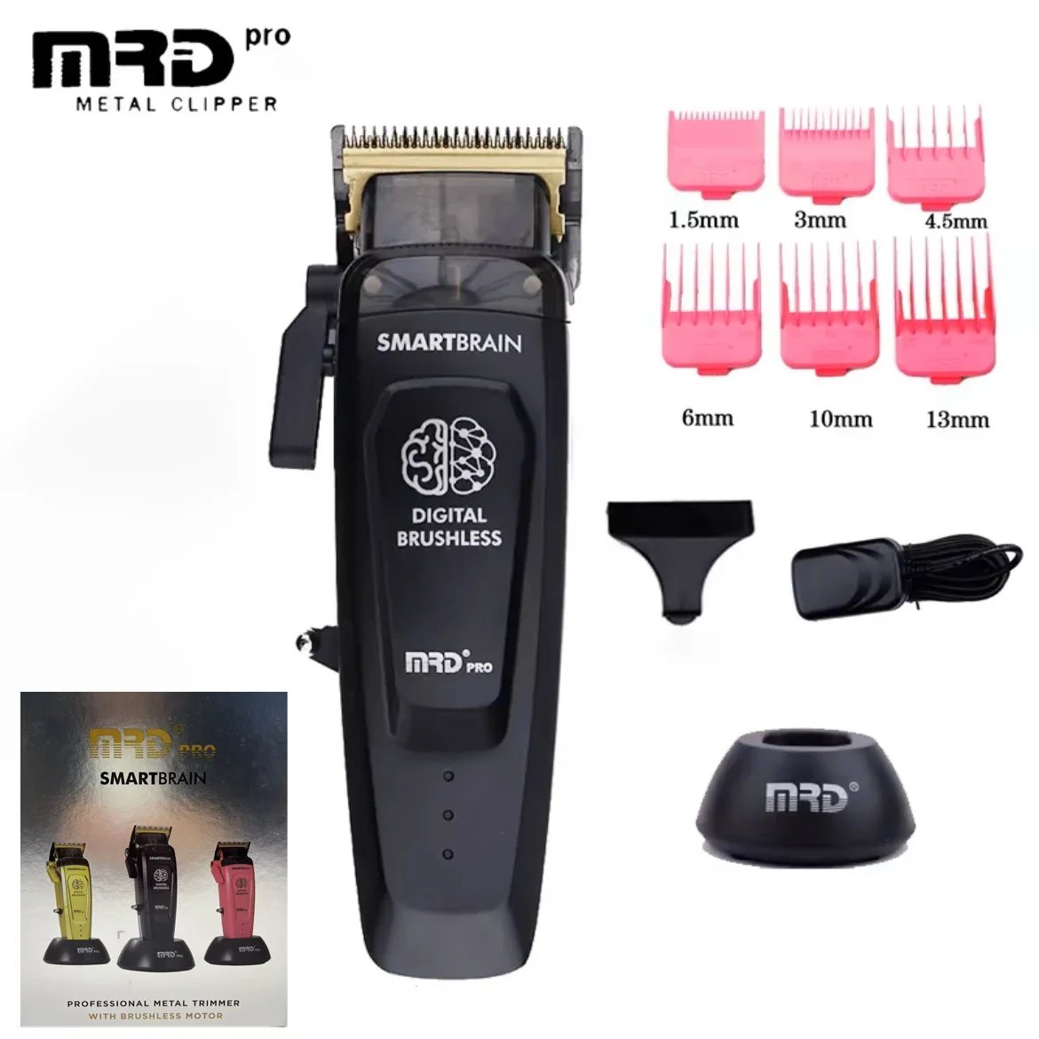 MRD HC-90-4 Smart Brain Hair Clipper Men's Professional Full Metal Lift Height Torque Digital Brushless Motor Cordless Trimmer