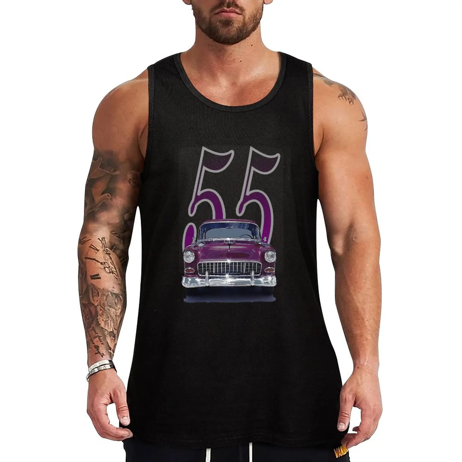 

1955 Chevy - Front View Tank Top Simple Tank Top Basic Regular Fit Casual Undershirt