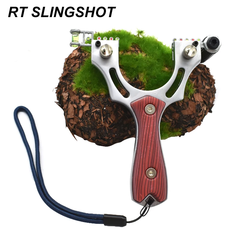 Stainless Steel Laser Slingshot Wood Patch Precision Shooting Field Hunting Special Slingshot Equipment with Lanyard