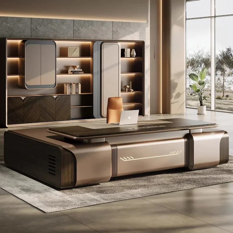 High-end L Shaped Desk Office Table Chairman President Boss Computer Desks Escritorios De Computadora Furniture Multifunctional