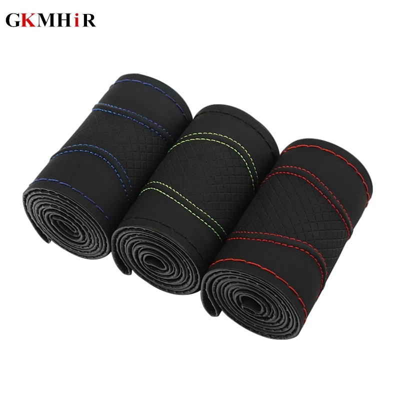 DIY Car Steering Wheel Covers 38cm Breathable Fiber Leather braid on the Steering-Wheel Cover Interior accessories