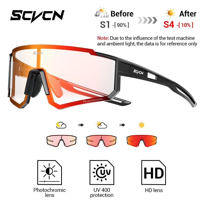 SCVCN Photochromic Sunglasses Outdoor Sports Bike Cycling Glasses Man MTB Climbing Glasses Women Driving Bicycle Eyewear New