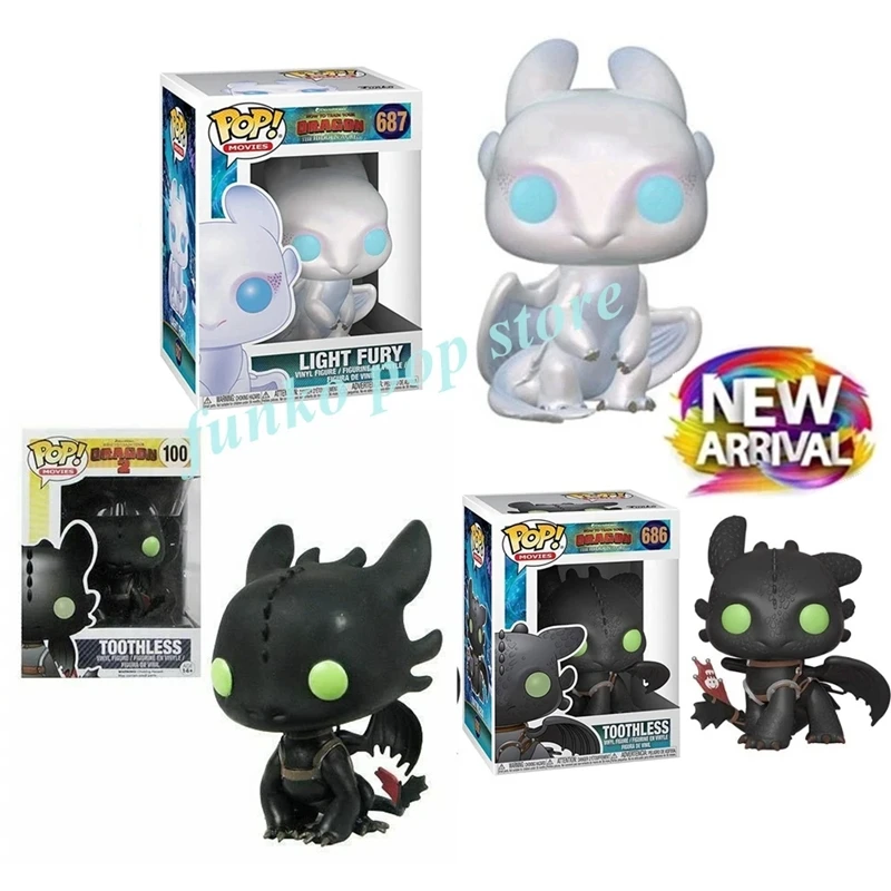 FUNKO POP How to Tame the Dragon3 (http D3) LIGHT FURY #687 Toothless #686 #100 Model Toys for Children Gift