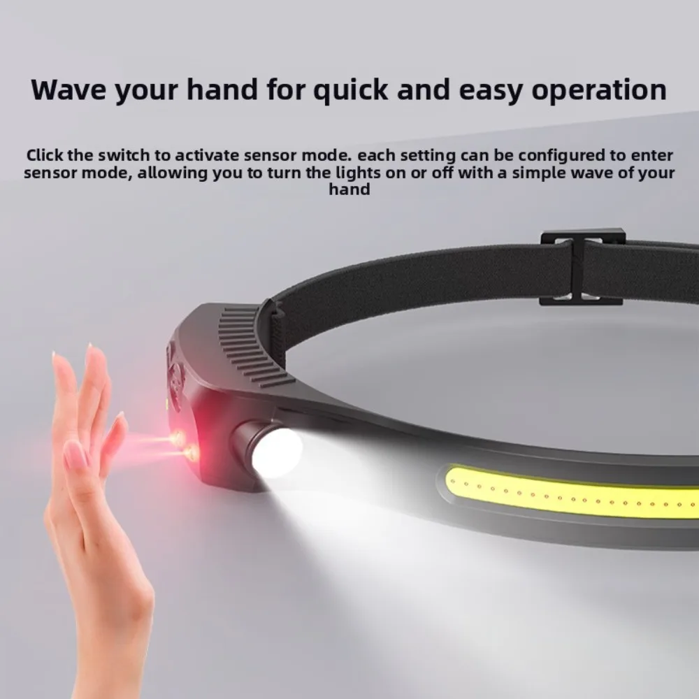 Ultra-Bright Ultra-Light Rechargeable Headlamp with Induction for Night Fishing Portable and Long-Lasting Battery Life