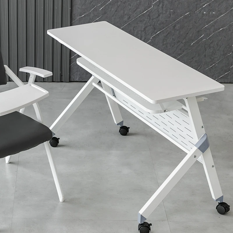 

Foldable training and chair combination conference table movable splicing multi-functional educational institution double white