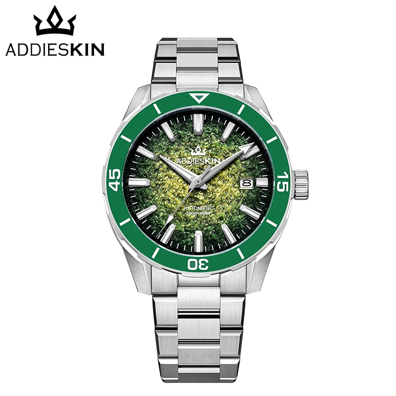 

AddiesKin Luxury Diver Watch 40mm Sapphire Crystal Gradual Fragmented Ice Dial Waterproof 20Bar Luminous Men Automatic Watches