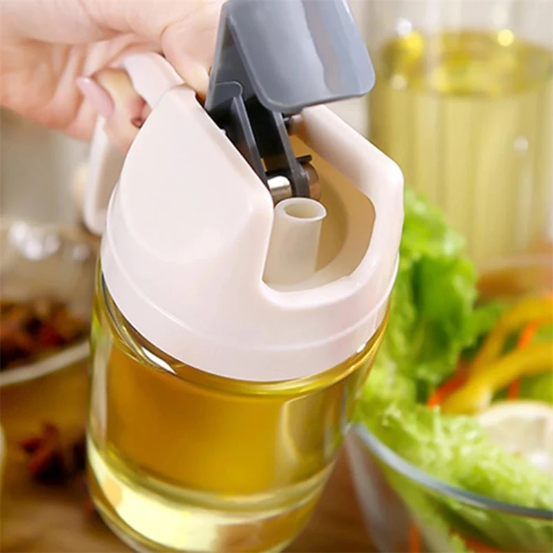 Stylish Oil Bottle with Auto-Open Lid & Handle - Perfect for Olive Oil, Condiments, & Seasonings - Keeps Kitchen Neat & Organize