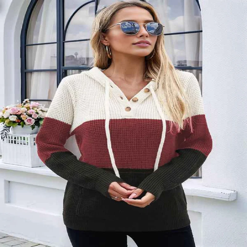 2025 New Women's Solid Color Hooded Sweatshirts Long-Sleeved Drawstring Hoodie With Large Pockets Autumn Casual Pullover Tops