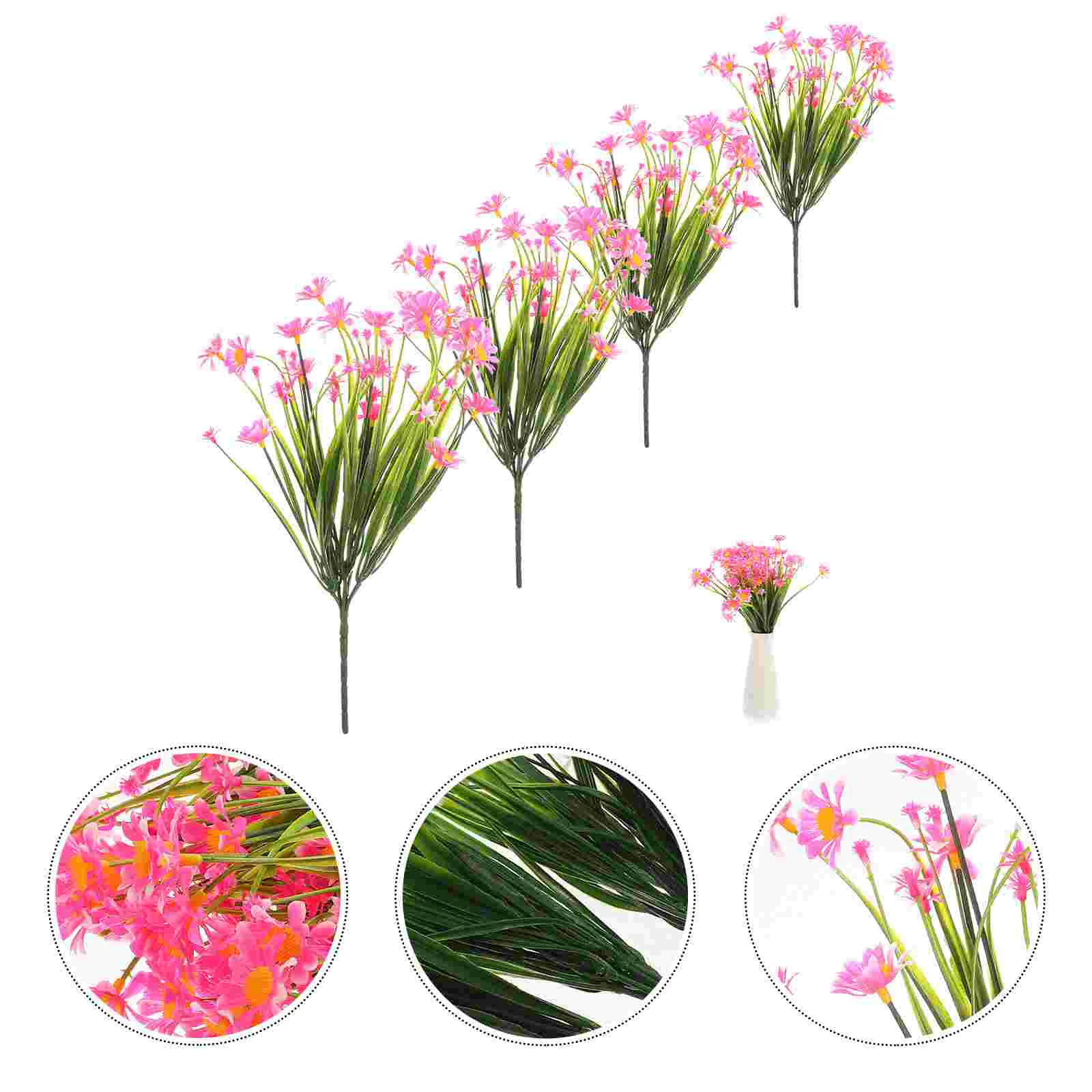 4 Pcs Artificial Daisy Bouquet of Flowers Heads Household Arrangement Decor Simulation Delicate