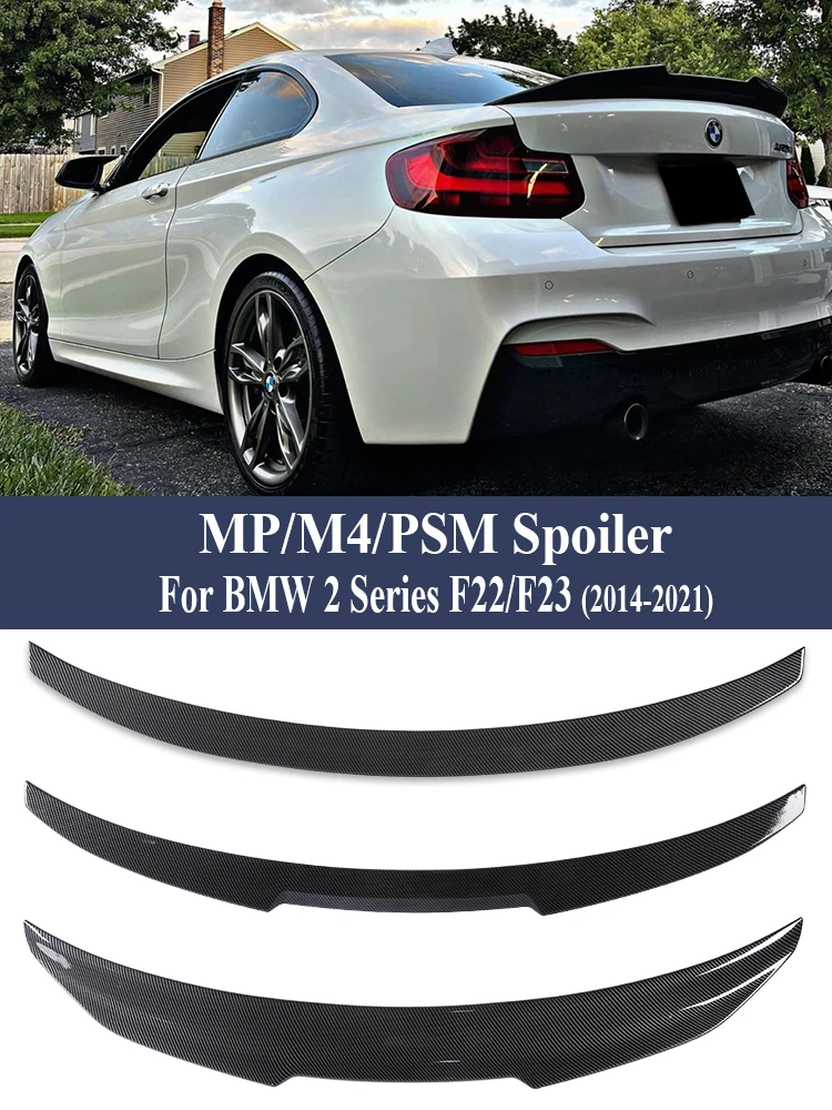 

Rear Bumper Spoiler Lip For BMW 2 Series F22 F23 F87 Carbon Fiber MP M4 PSM Style Roof Trunk Wing Tail 2014 -2021 Gloss Black