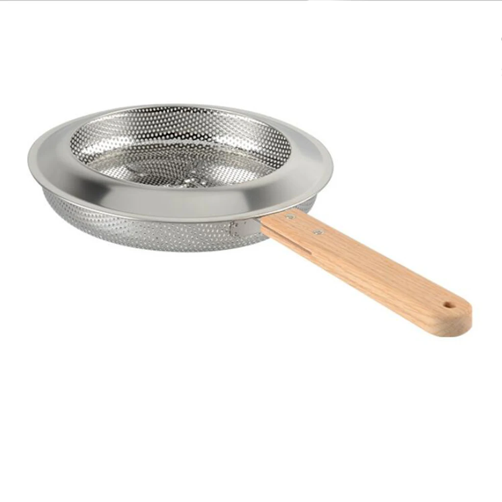 Nhà Tay Rang Cà Phê Inox Có Tay Cầm Bằng Gỗ