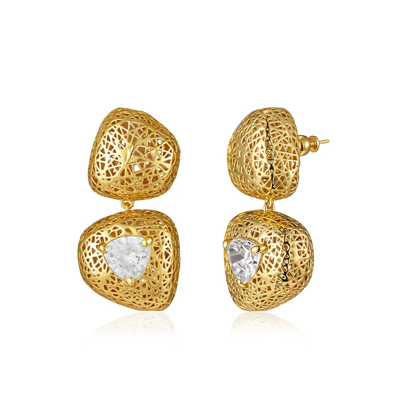 IVOG Aushöhlen Zirkon Design Ohrringe Für Frauen Gold Farbe Hängen Anhänger Stud Ohrringe Modeschmuck Geschenke