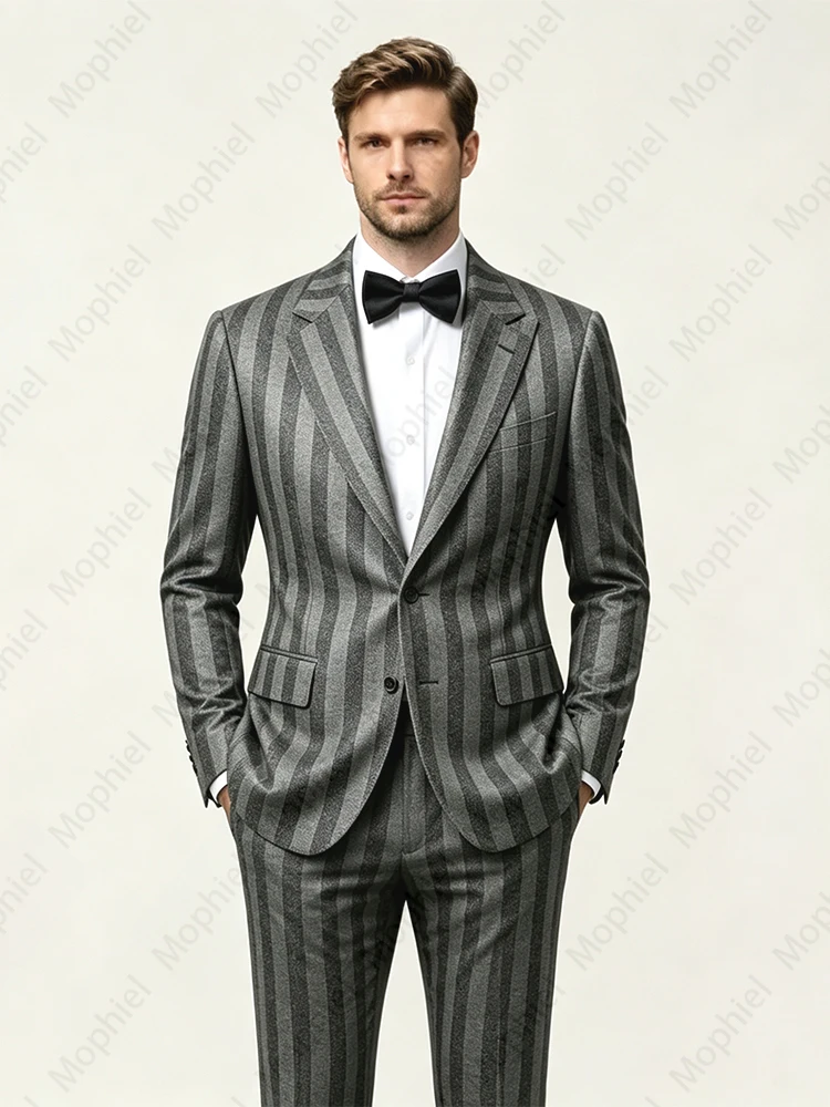 Black and Gray Men's Suits Notched Lapel Single Breasted Adams Cosplay Suit for Man Dark Tuxedo Slim Fit Business Blazer Jacket