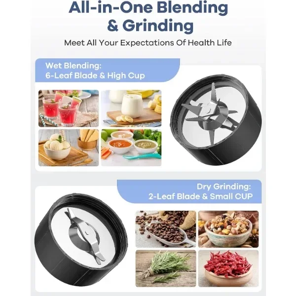 NEW NEW  Smoothie Blender, Blender for Shakes and Smoothies, 15-Piece Personal Blender and Grinder Combo for Kitchen