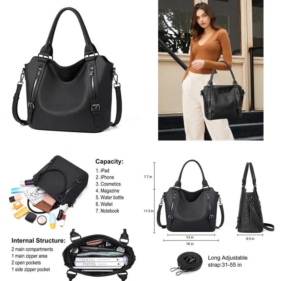 

CLUCI Purses for Women, Large Hobo Bags, Multiple Pockets Tote Handbags, Water Repellent Shoulder Bag with Adjustable Strap