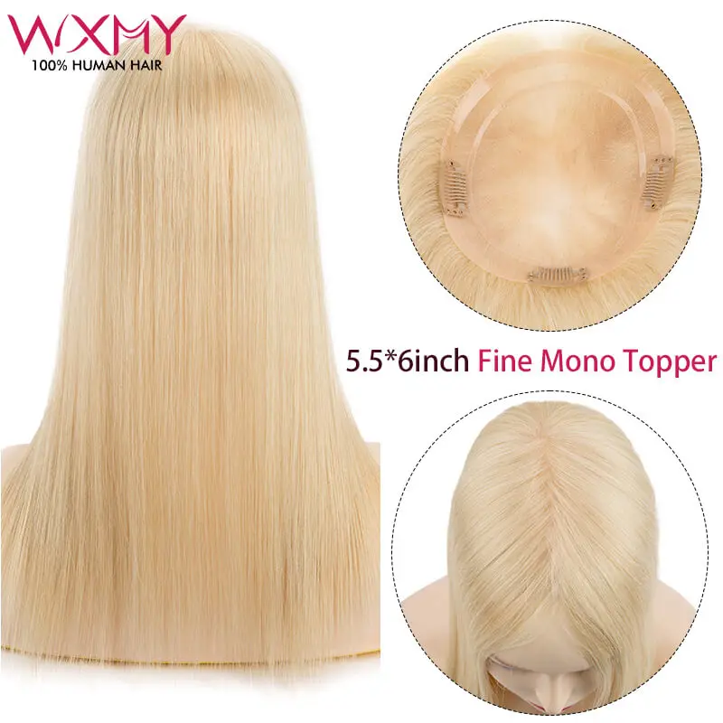 Fijne Mono Met Poly Coating Perimeter Basis Haar Toppers Voor Vrouwen 5.5X6Inch Chinese Cuticula Mono Topper Maagdelijke Menselijk Haar Pruiken