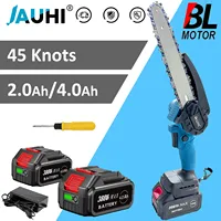 JAUHI 8Inch Brushless Chain Saw Mini Cordless Handheld Pruning Chainsaw Woodworking Electric Saw Cutting Tool for Makita Battery