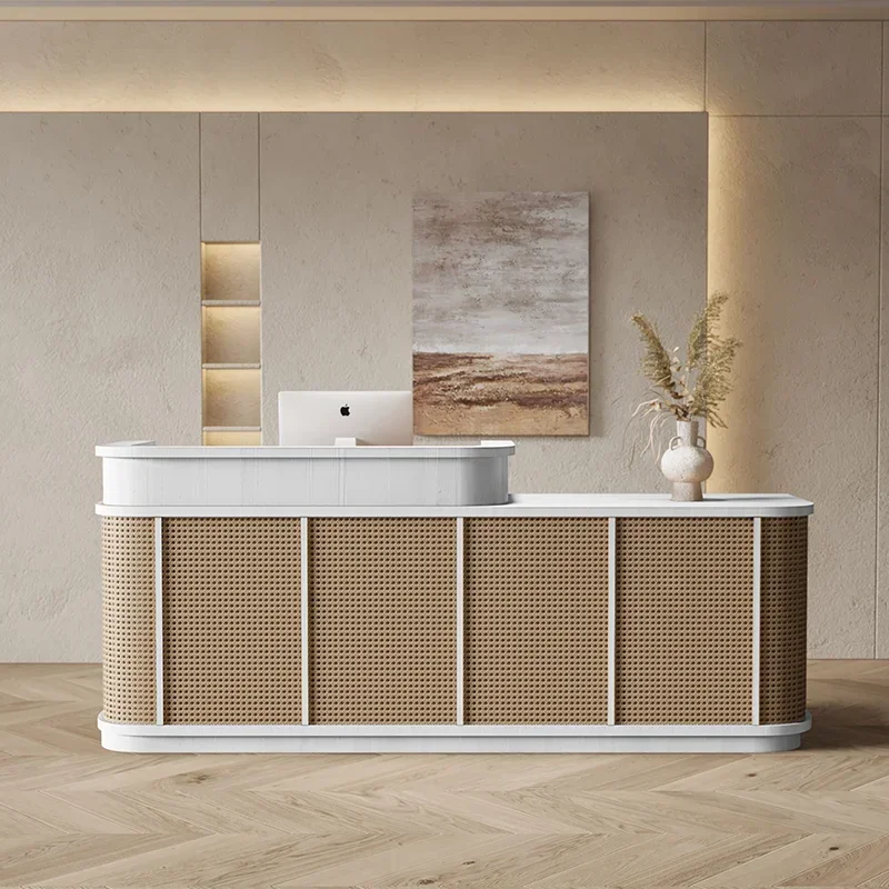 

Barbershop Reception Desk Restaurant Customizable Luxury Modern Cabinet Front Desk Beauty Comptoir De Caisse Salon Furniture