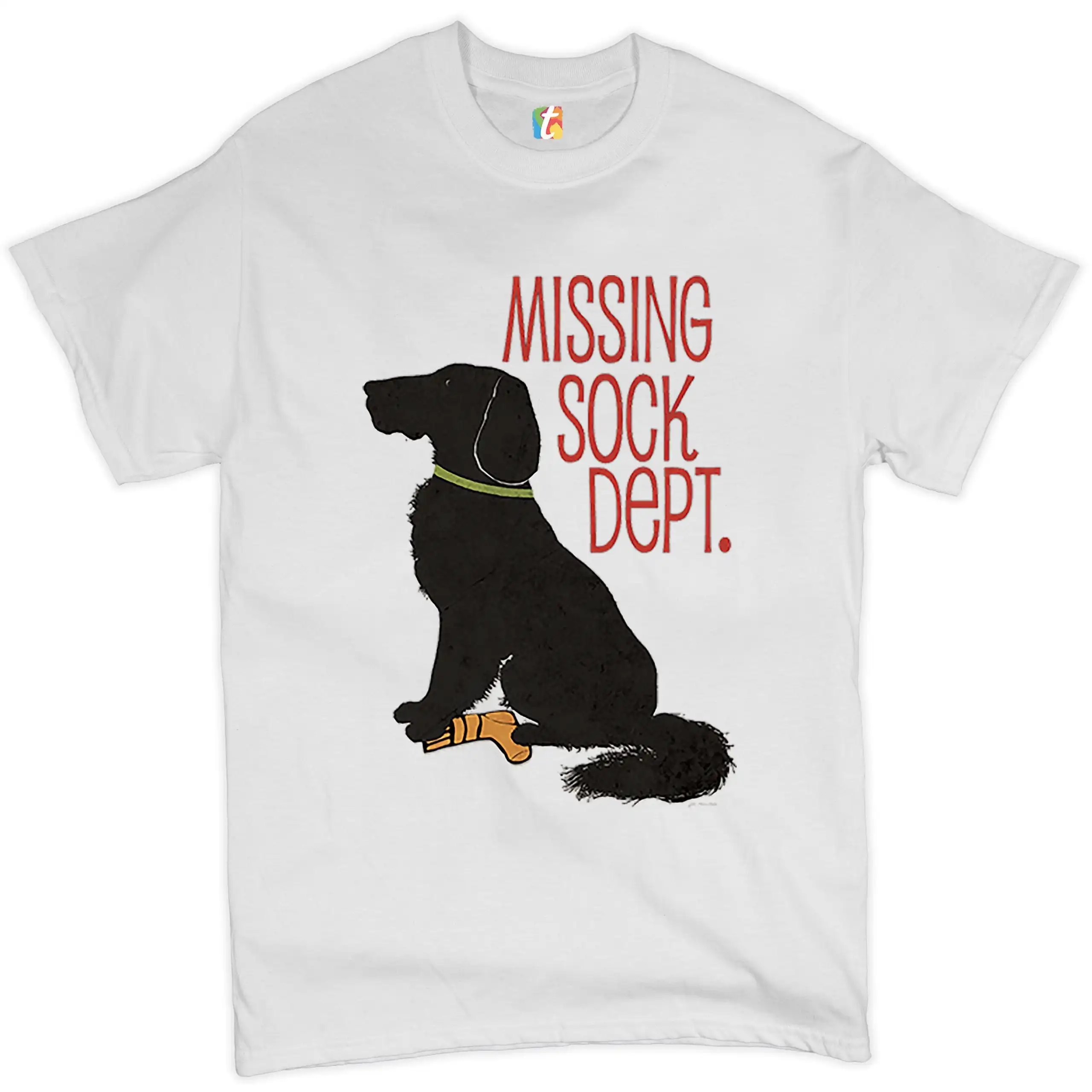 Missing Sock Dept T shirt Funny Flat Coated Retriever I love My Dog Pet Owner Animal Lover for Lovers Adopt Men's