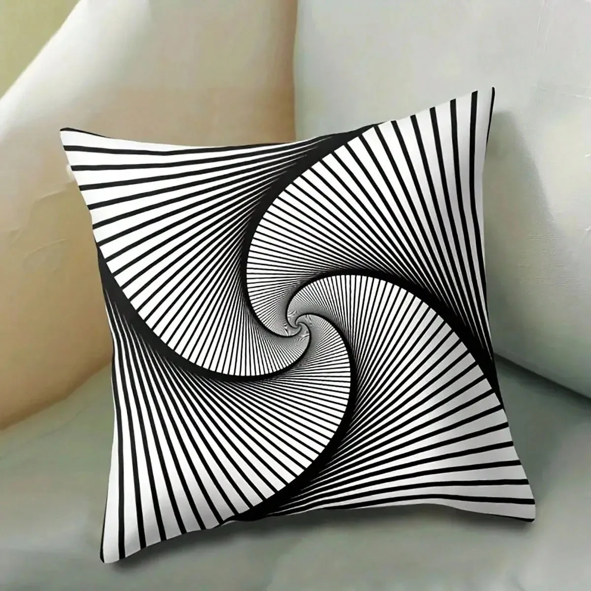 Black and White Optical Illusion Pattern Pillowcases Pattern Cushion Cover Suitable for Sofa Bedroom Car Pillow Cover Home Decor