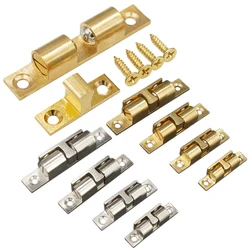 Cabinet Door Touch Latch Door Catch Solid Brass Adjustable Spring Ball Latch Furniture Door Closer 40mm/50mm/60mm/70mm w/Screws