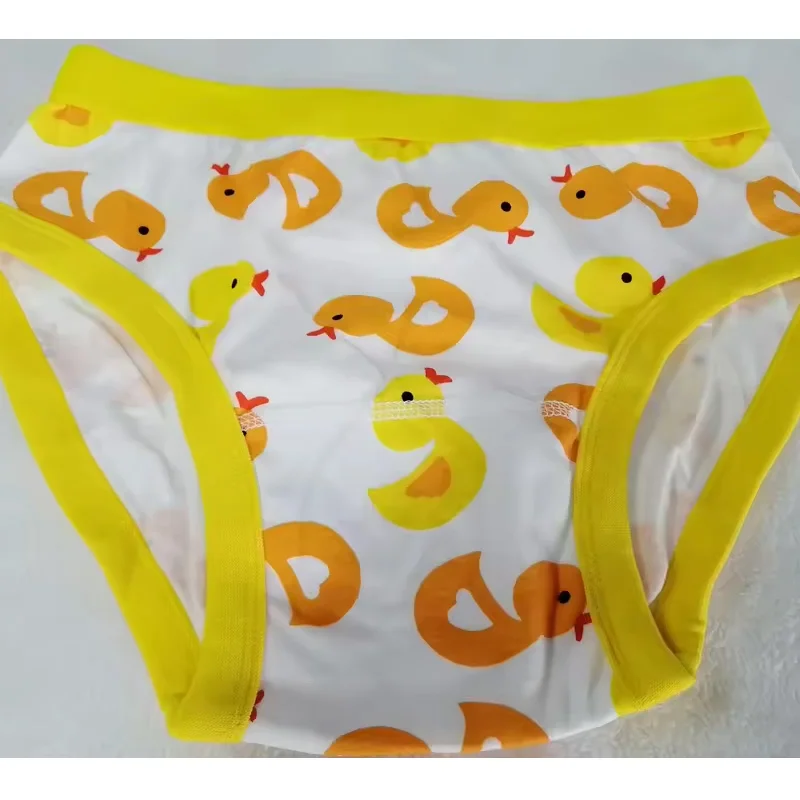 ABDL Adult Printed Yellow Duck Man's Briefs/Women Adult Baby Panties/Washable Diaper Pants/Home Couple Cotton Soft Study Pants