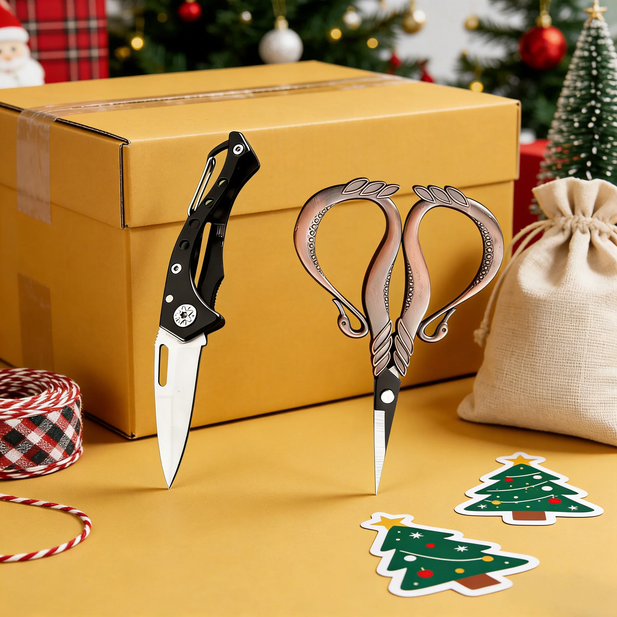 1/2PCS,Outdoor Folding Knife Utility Knife Durable Vintage Embroidery Thread Scissors Sewing Supplies  EDC Carry Tools